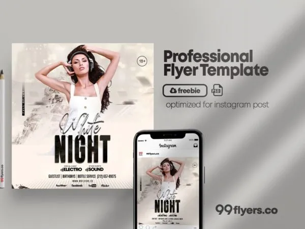 Bright Cream Dance Party Flyer Instagram Template 1