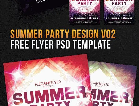 Bright Festive Summer Party Flyer and Facebook Cover Template 1