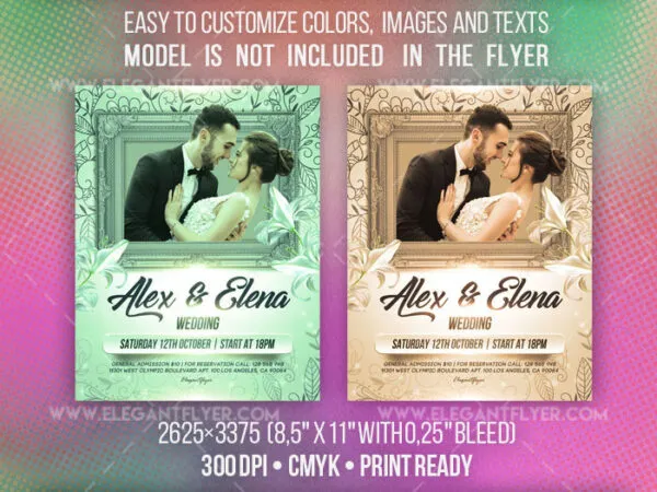 Bright Floral Wedding Event Flyer Template 1