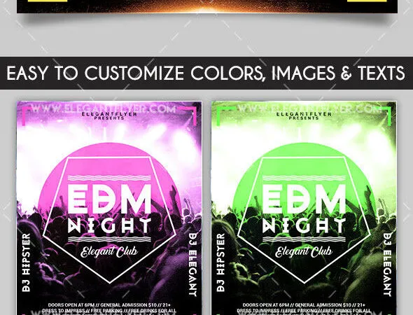 Bright Geometric Nightclub Party Flyer and Facebook Cover Template 1