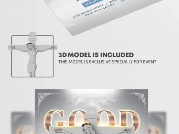 Bright Glitter Good Friday Flyer Template 1