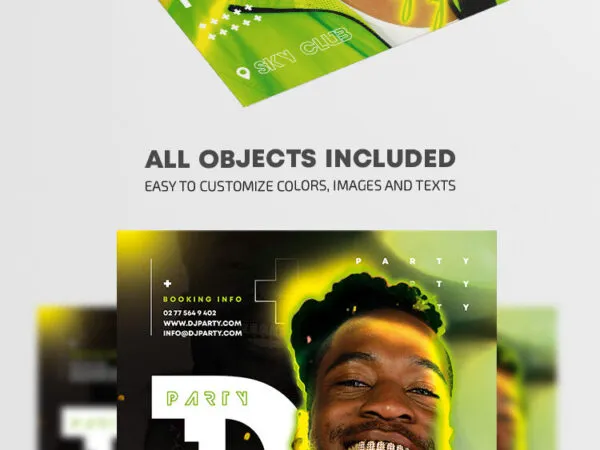 Bright Green and Black DJ Party Flyer Template 1