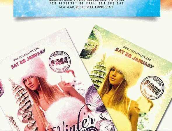 Bright Icy Nightclub Party Flyer and Facebook Cover Template 1