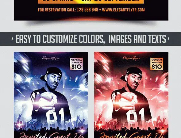 Bright Modern DJ Event Flyer and Facebook Cover Template 1