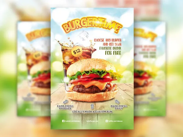 Bright Modern Fast Food Restaurant Flyer Template 1