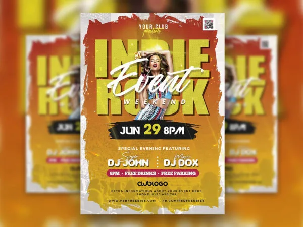 Bright Modern Indie Rock Concert Flyer Template 1