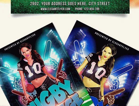 Bright Stadium Rugby Match Flyer and Facebook Cover Template 1