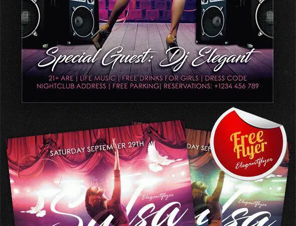 Bright Stage Salsa Festival Flyer and Facebook Cover Template 1
