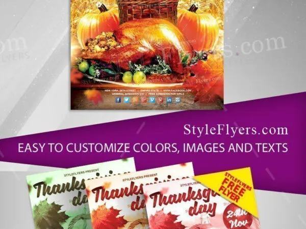 Bright Thanksgiving Day Event Flyer Template 1