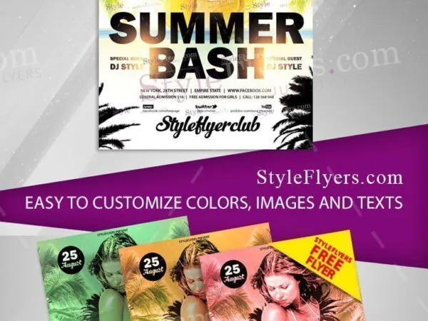 Bright Tropical Summer Bash Event Flyer Template 1