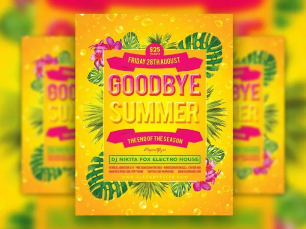 Bright Tropical Summer Party Flyer Template 1