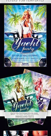 Bright Tropical Yacht Party Flyer Template 1