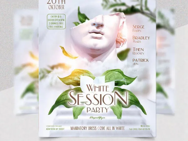 Bright White Session Party Flyer Template 1