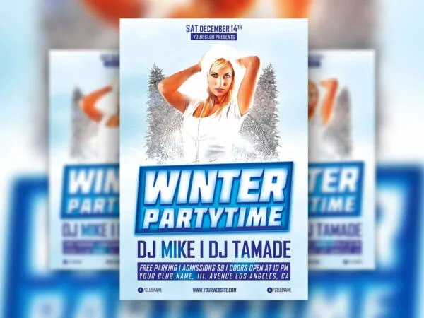 Bright Winter Party Flyer Template 1