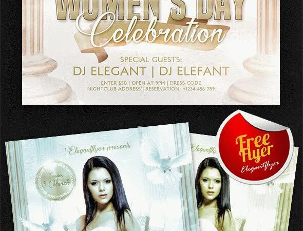Bright Womans Day Flyer Template and Facebook Cover 1