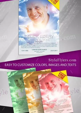 Bright and Cloudy Funeral Flyer Template 1