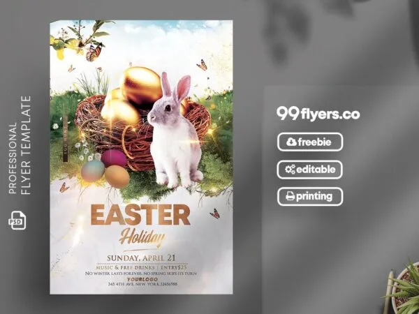 Bright and Sparkling Easter Party Flyer Template 1
