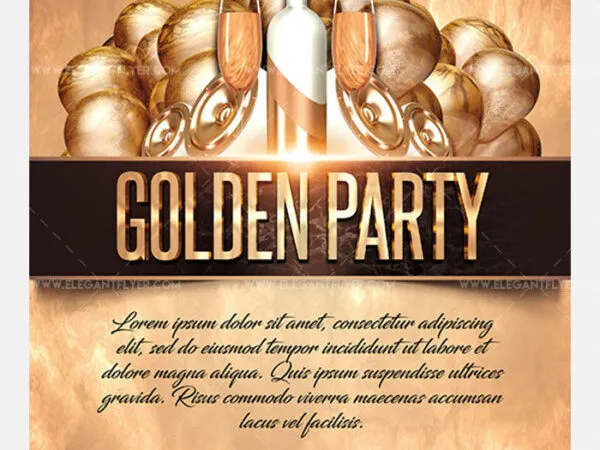 Bronze Elegant Drink Party Flyer Template 1