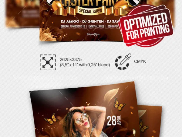 Brown Futuristic Easter Party Flyer Template 1