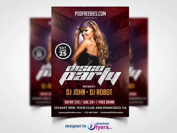 Brown Rainy Disco Party Poster Flyer Template 1