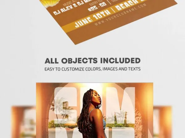 Brown Tropical 3D Summer Party Flyer Template 1