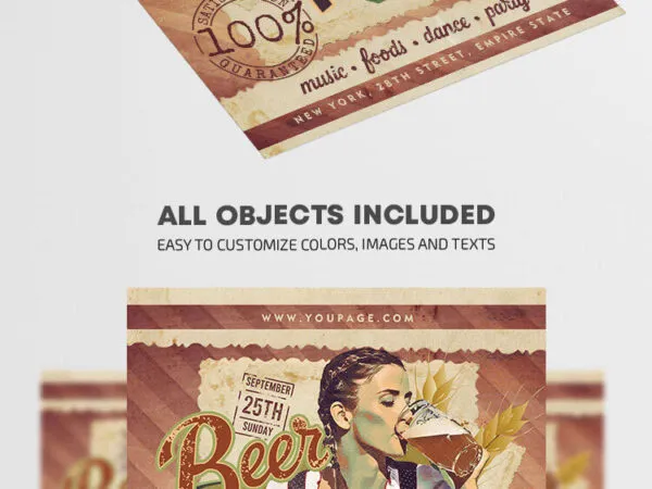 Brown Vintage Beer Fest Flyer Template 1