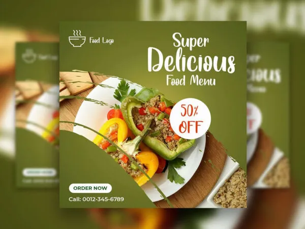 Brush Stroke Green Food Menu Flyer Instagram Post Template 1