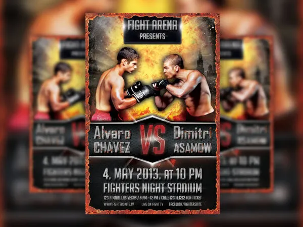 Burnt Galactic MMA Boxing Fight Flyer Template 1