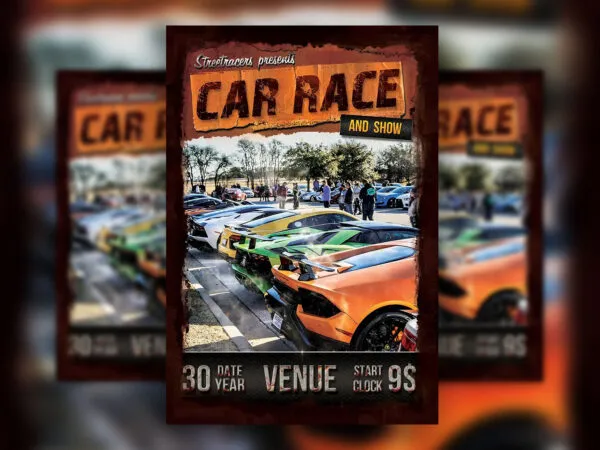 Burnt Photo Car Race Event Flyer Template 1