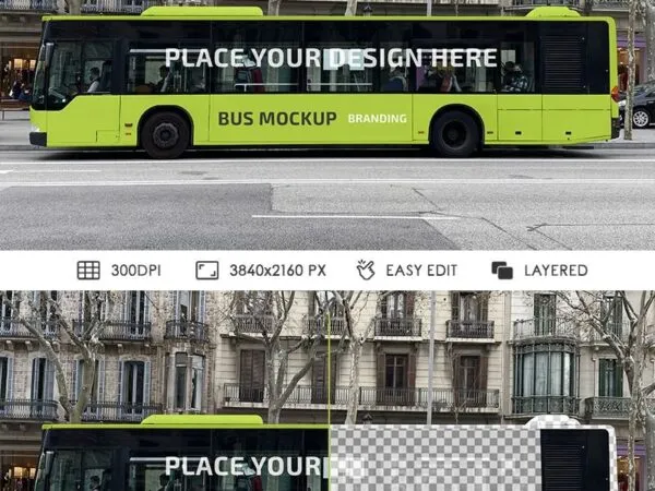 Bus Branding Mockup in Facing View 1