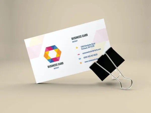 Business Card Held by a Binder Clip Mockup 1