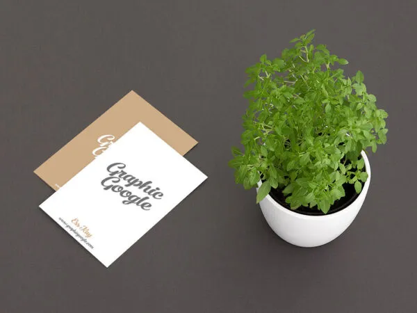 Business Card Laid on the Surface at a 34 Angle View Mockup 1