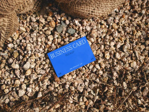 Business Card Laying on Stones Mockup 1