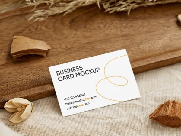 Business Card Mockup Featuring Artistic and Rustic Setting 1