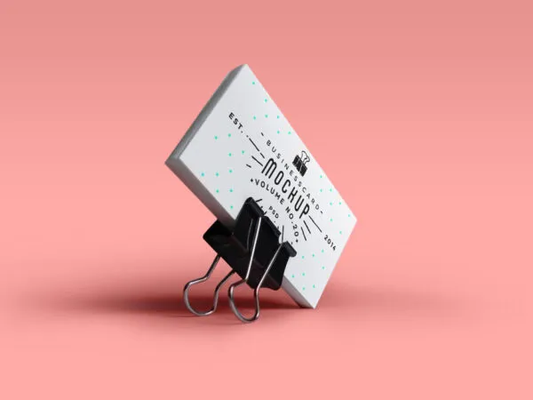 Business Card Mockup Held By Binder Clip 1