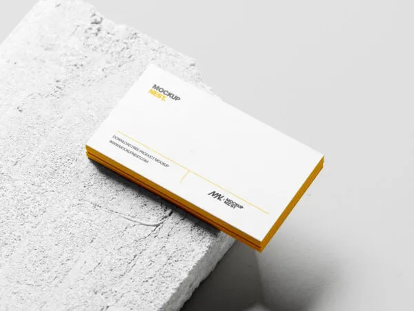 Business Card Mockup Stacked on Concrete 1