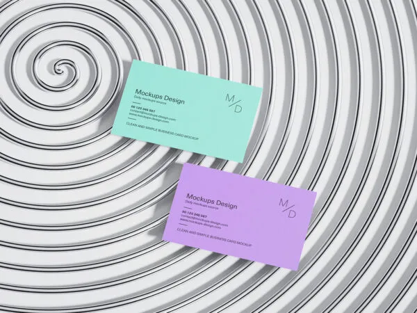 Business Card Mockup in 5 Angles on the Metal Grid 1