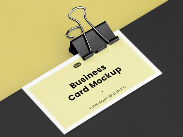 Business Card Mockup with Clip in Close up Sight 1