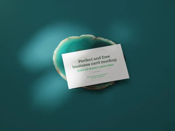 Business Card On Green Agate Mockup 1