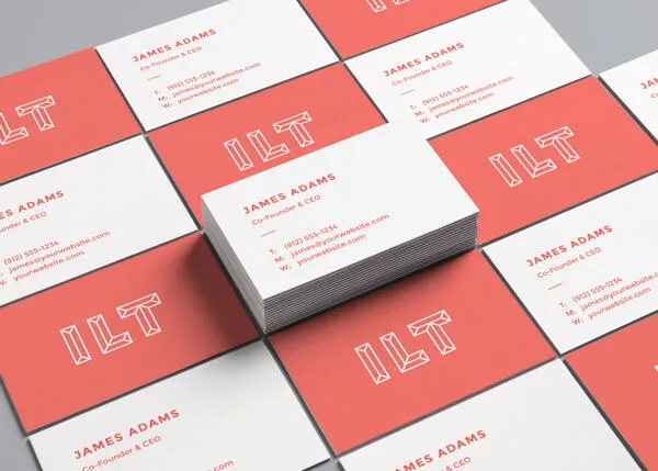 Business Card Stack Prespective View Mockup 1