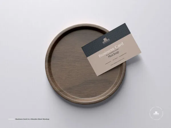 Business Card in a Wooden Bowl Mockup 1