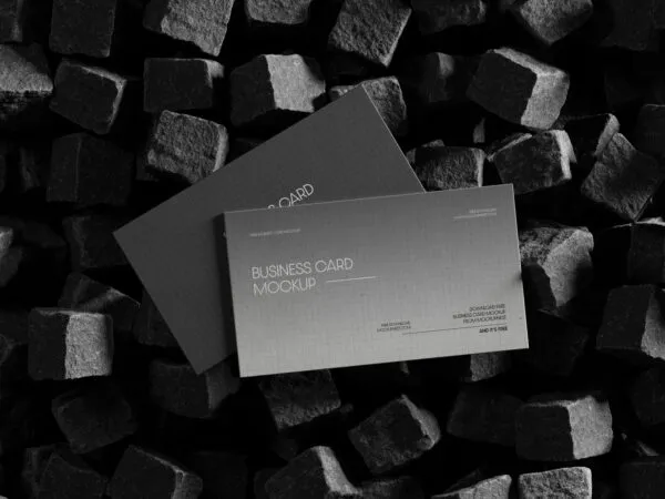 Business Card on Stone Cubes Mockup 1