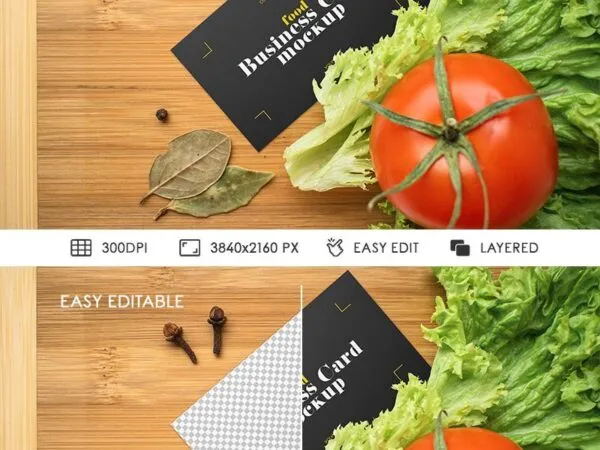 Business Card with Vegetable Surroundings Mockup 1