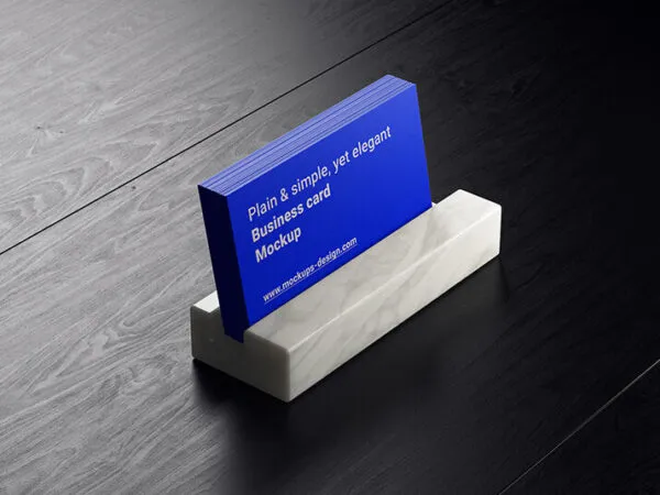 Business Cards On Dark Wood Mockup 1