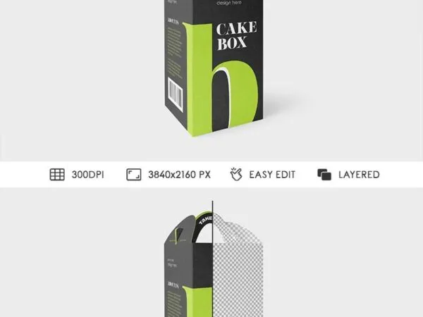 Cake Box Mockup in Perspective View 1