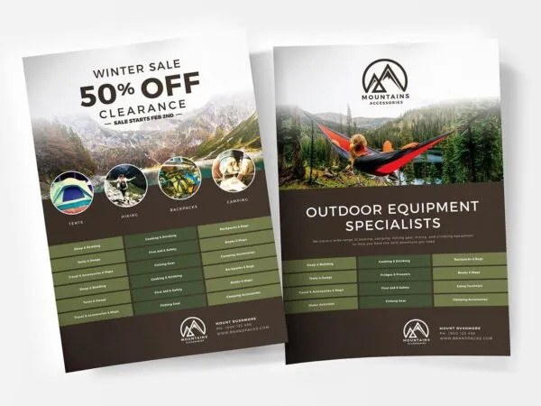 Camping A4 Poster and DL Card Templates with Nature Scenery 1