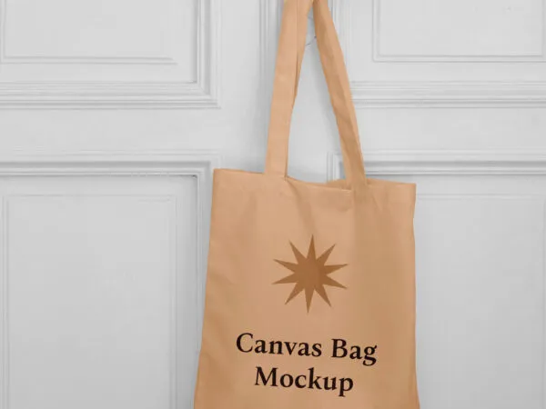 Canvas Bag Mockup on a Wooden Door 1