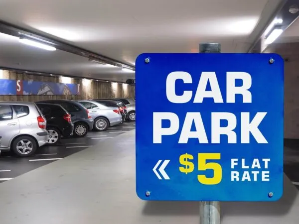 Car Parking Signage Mockup at a Garage 1