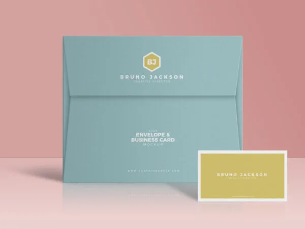 Cardboard Folder and Business Card Mockup with a Front View 1