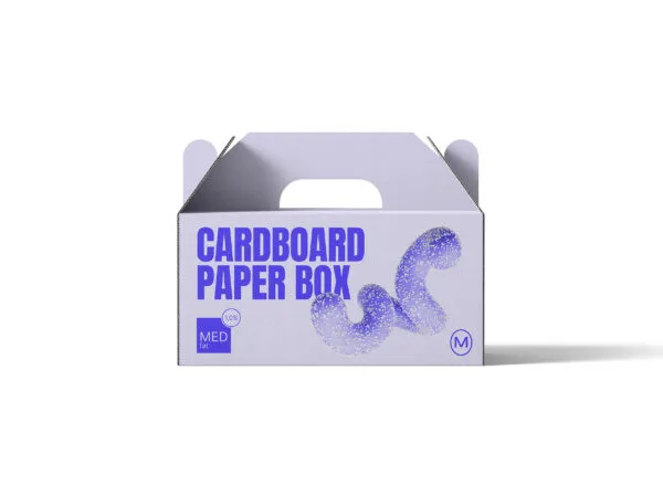 Cardboard Paper Box Mockup in Front View 1